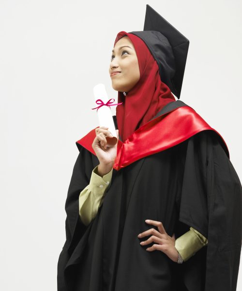 low angle view of female graduate